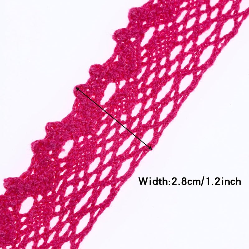 DYSHIPEN 20 Yards x 1 Inch Lace Ribbon Vintage Lace Trim Crochet Cotton Lace Edge for Christmas Package DIY Sewing Wedding Bridal Dress,Costume,Crafts and Sewing (Rose Red) - Image 2